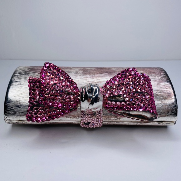 RODO Italy Brushed Metal Bow Evening Purse - Picture 3 of 10